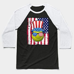 Tennis Ball American Flag 4th of July Funny Gift Baseball T-Shirt